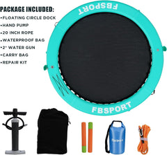 Aufblasbares Dock, schwimmende Plattform, 2,44 m aufblasbares Wasserhängematten-Schwimmdeck für See mit Getränkehalter, runder Schwimmring, Schwimmfloß, Liegeinsel, Plattformpolster