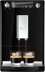 Melitta Solo - Kaffeevollautomat mit höhenverstellbarem Auslauf, kleine Kaffeemaschine mit abnehmbarem Wassertank, für z. B. Espresso oder Café Crème, silber