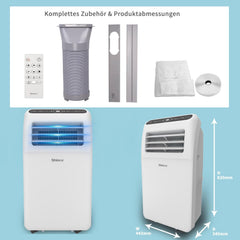 SHINCO Mobile Klimaanlage mit Abluftschlauch, 3-in-1Klimaanlage mit Luftentfeuchter&Ventilator, 7000BTU, 2,05 kW, Mobiles Klimagert mit Schlafmodus, Timer und Montagematerial, Rume bis 54m
