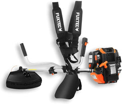 FUXTEC Benzin Motorsense FX-4MS142, Rasentrimmer mit 4-Taktmotor, 320 mm Schnittkreis, Geschwindigkeitsregler und Easy-Starter, inkl. Fadenspule/Profi-Tragegurt