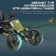 HOMCOM Kinder Gokart Tretauto Armee-Design Handbremse verstellbar