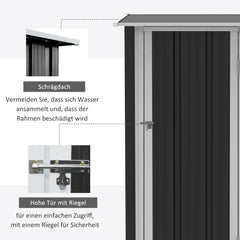 Outsunny Gerätehaus 142×84×189 cm Stahl Dunkelgrau