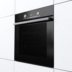Gorenje 738971 Einbaubackofen-Set OptiBake Black Steam Pyro Set / 77L / Heißluft/Pyrolyse/ExtraSteam/GentleClose/AirFry/Pizzamode 300°C/PerfectGrill/Induktions-Kochfeld mit BridgeZone/schwarz