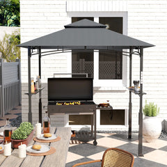Outsunny Grillpavillon doppelschichtiges Vordach LED-Licht