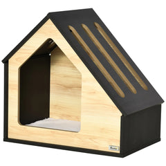 PawHut Hundehütte Holz 60x40 cm mit Kissen für kleine Hunde