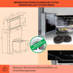 Klarstein Downdraft-Dunstabzugshaube, Versenkbare Abzugshaube, Leise Dunstabzugshauben mit Filter, Dunstabzugshaube 60cm, Umluft/Abluft Dunsthaube mit 10 Stufen, Dunstabzug 576 m³/h Luftstrom