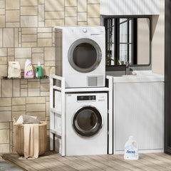 MSFE Regal über Waschmaschine,Höhenverstellbarer Wäschetrocknerständer,Lagerregal über der Waschmaschine, Tragfähigkeit 350 kg,für Waschmaschine und Trockner,73 * 64 * 110cm,Patentiertes Produkt
