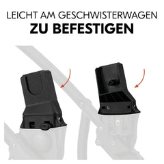 hauck Duett 2 Geschwisterwagen inkl. Regenschutz für Kinder bis je 15 kg, Hauptsitz umbaubar zur Babywanne ab Geburt mit Liegeposition, Zweitsitz Abnehmbar, Höhenverstellbar (Black Forest)