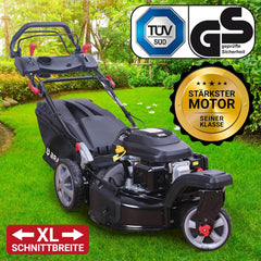 BRAST® Benzin Rasenmäher Trike mit Antrieb | 5,2kW(7PS) | 53cm Schnittbreite | viele Modelle | TÜV | 4 Takt OHV Motor | 30-80mm Schnitthöhe | 60L Fangkorb | Stahlgehäuse | Speed