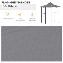 Outsunny Grillpavillon 245x148 cm mit Doppeldach Grau