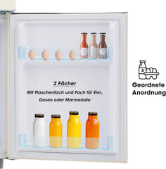 Merax Kühlschrank mit Gefrierfach, Kühl-Gefrierkombination, klein Kühlschrank mit 51L und Gefrierschrank 21L, Leise, LED, Glasablagen, Gemüsefach, Türablagen, für Küche, Wohnzimmer, Büro, Schwarz