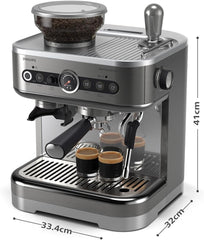 Philips Barista Brew Halbautomatische Espressomaschine - Einfacher & doppelter Espresso + Americano Taste, 250g Bohnenbehälter, Intuitive Führung, Kalibriertes Stampfen, Metall Silber (PSA3218/01)