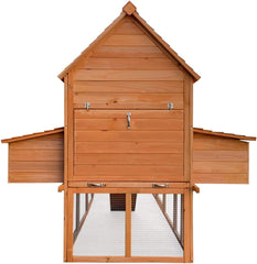 Wiltec Hühnerstall 3100 x 1500 x 1500 mm braun mit Freilauf und Nistkästen aus Holz, Hühnerhaus mit Unterschlupf, Gitter und Kotwanne verzinkt
