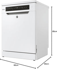 Hoover HF 4C6F0PW Geschirrspüler; 14 Maßgedecke; Freistehend, 60 cm breit; Energieeffizienzklasse C; Smarte Bedienung mit WiFi + Bluetooth-Technologie