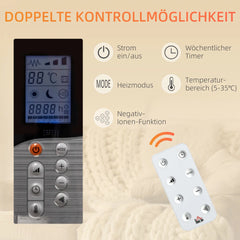 HOMCOM Elektroheizung Konvektor 2 Heizstufen Fernbedienung Weiß