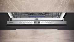 Siemens SN43ES14VE, iQ300 Smarter Geschirrspüler, Unterbau-Spülmaschine mit Besteckschublade, 60 cm, automatische Türöffnung dank autoOpen dry, besonders leise mit iQdrive-Motor, aquaStop, Edelstahl