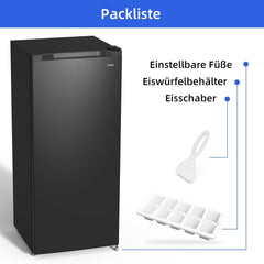 CHiQ FSD166NE4E Gefrierschrank 166 L, No Frost Technologie, Wechselbarer Türanschlag, Schwarzer Edelstahl, 144cm Höhe