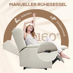 HOMCOM Fernsehsessel Liegesessel 160° verstellbar Taschenfederkern Beige