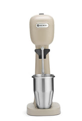 HENDI Milchshake Maker, Inkl. 2 Mixbechers (Edelstahl und Polykarbonat) und 4 austauschbaren Rührwerken, Drink mixer, Frappés, Getränkemixer, 230V/400W, 170x196x(H)490mm, Karamell