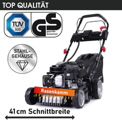 BRAST Benzin Rasenmäher mit Antrieb | 3,0kW (4,1PS) | Elektrostart | 41cm Schnittbreite | viele Modelle | TÜV | 4 Takt OHV Motor | 25-75mm Schnitthöhe | 40L Fangkorb | Stahlgehäuse | 16145 Estart