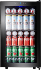 Kalamera Getränkekühlschrank, Bierkühlschrank mit Touch-Bedienfeld, 3-18°C Kühlzone, Flaschenkühlschrank 86 Liter, Blaue LED-Innenbeleuchtung, 41 dB, KRC-86GE