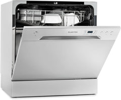 Klarstein ia 8 - Spülmaschine, Geschirrspüler, Freistehend, Teilintegriert, F, 55 cm breit, 8 Maßgedecke, 6 Programme, Aquastop, silber