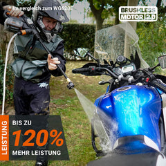 WORX Nitro 18V(20V MAX) Hydroshot Akku-Hochdruckreiniger WG633E.1, PowerShare, Terrassenreinigung und Autoreinigung, Max. 56 Bar, 220L/H, mit Zubehör, 4,0 Ah Akku & Ladegerät Orange & Schwarz