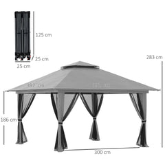 Outsunny Faltpavillon höhenverstellbar UV50+ mit Rollen