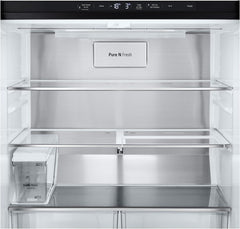 LG GMG861EPAE InstaView SLIM Multi-Door, Klasse E, 508 L, Kühlschrank mit Gefrierfach, Eis-, Crushed Ice- Wasserspender mit UVnano, Total NoFrost, Smart Inverter Kompressor, Wi-Fi, Farbe Matte Black