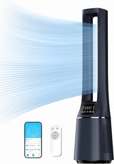 Midea MFP-120i (BL) 2 in 1 Turmventilator Leise 38dB Luftreiniger H13 True HEPA auf 47.6 ㎡ LED Display Fernbedienung Oszillation 12H Timer Kompatibel für Wireless Connection App Alexa Google