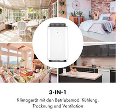 Klarstein Mobile Klimaanlage mit Abluftschlauch, 4-in-1 Klimagerät, Ventilator, Luftentfeuchter & Nachtmodus, Kleine & Portable Klimaanlage für Wohnung & Büro, Niedriger Verbrauch, 14000BTU