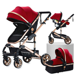 3 in 1 Kombikinderwagen 3 in 1 Reisesysteme Kinderwagen Infant Hochlandschaft Liegender Buggy Kinderwagen Neugeborenen Kinderwagen Faltbarer Standardkinderwagen (906 White)
