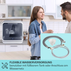 Klarstein ia Mini Geschirrspüler, Spülmaschine mit Platz für 2 Maßgedecke, 6 Programme, 5 L Wasser benötigt, LED-Display, Touch, Tischgeschirrspüler inkl. Zubehör, schwarz