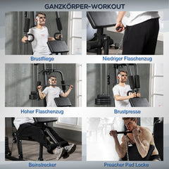 HOMCOM Kraftstation Fitnessstation Latzug Butterfly verstellbar