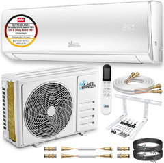 Kältebringer Split Klimaanlage Quick Connect - 12000 BTU (3,4 kW) Klimagerät mit Heizfunktion, WiFi & App, bis 91qm, sehr leise - 5m Kupferleitung, Kältemittel R32, Montagematerial, Wandhalterung
