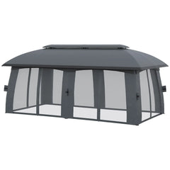 Outsunny Gartenpavillon mit Winddach und Vorhängen