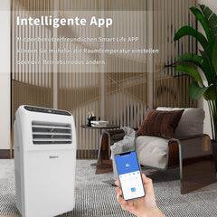 SHINCO Mobile Klimaanlage mit Abluftschlauch, 9000BTU, 2,6 kW, Kühlen&Ventilieren&Entfeuchten, Mobiles Klimagert mit Schlafmodus, Raumgre bis 22㎡, 24-Stunden-Timer