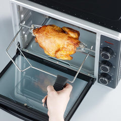 SEVERIN Back- und Toastofen mit Umluftfunktion, Mini Backofen mit Grillrost, Backblech, Drehspie und Pizzastein, vielseitiger Heiluftofen mit 42 L Kapazitt, 1.800 W, schwarz, TO 2058