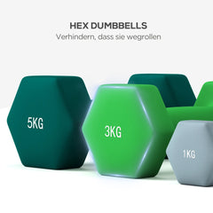 SPORTNOW Hantelset 6-teilig mit Hantelständer – 1 kg bis 5 kg