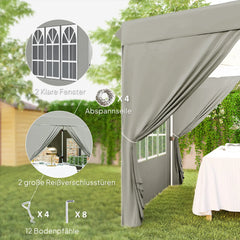 Outsunny Faltpavillon 2,5×2,5 m mit UV-Schutz & Seitenteilen