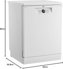 Beko BDFN26420W b300 freistehender Geschirrspüler, unterbaufhig, Platz für 14 Magedecke, Pro Inverter Motor, TrayWash, HygieneIntense, 6 Programme, WaterSafe+, Wei