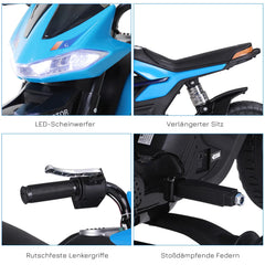 HOMCOM Kindermotorrad Elektrofahrzeug mit Licht Musik Stützrädern Blau