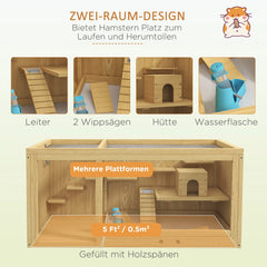 PawHut Hamsterkäfig Kleintierkäfig mehrstöckig mit Zubehör Holz