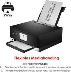 Canon PIXMA TS8351a Drucker Farbtintenstrahl Multifunktionsgerät DIN A4 (Scanner, Kopierer, 4.800 x 1.200 dpi, 6 separate Tinten, USB, WLAN, AirPrint, Duplexdruck, 2 Papierzuführungen, 5 GHz), weiß