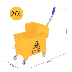HOMCOM Putzeimer mit Auswringer 2 Fächer mit Rollen