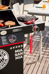 RÖSLE Elektrogrill BBQ-Portable Videro E2-P, tragbarer Tischgrill mit 2 Brennern, Warmhalterost und Deckel mit Glaseinsatz, pulverbeschichteter Stahl, schwarz/silbern