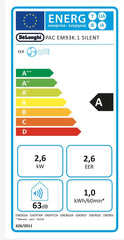 De'Longhi Pinguino PAC EL112 CST WiFi, Mobile Klimaanlage mit MyEcoRealFeel-Technologie für Räume bis zu 110 m³,11.000 BTU/h, 2,9 kW, 63 dB, Entfeuchtungsfunktion, A+, App- und Sprachsteuerung, Weiß