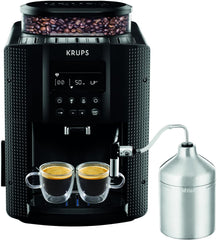 Krups Essential Kaffeevollautomat mit Milchschlauch, 2-Tassen-Funktion, LCD-Display, Einfache Reinigung, Kaffeemaschine, TÜV-Siegel, Schwarz, EA816031