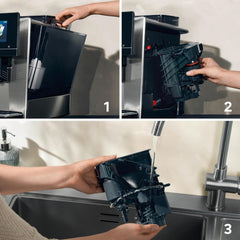 Siemens Kaffeevollautomat EQ900 TQ903D03, App-Steuerung, intuitives Full-Touch-Display, Barista-Modus, AromaBoost, Geräuschreduzierung, Premiummahlwerk, automatische Dampfreinigung, 1500 W, edelstahl
