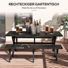 Outsunny Bierzeltgarnitur 3-tlg. mit Schirmloch in Holzoptik